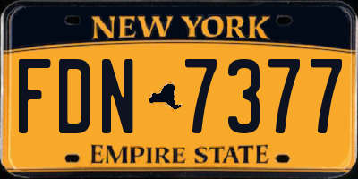 NY license plate FDN7377