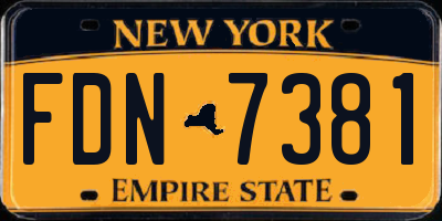 NY license plate FDN7381