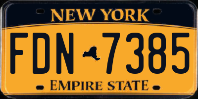 NY license plate FDN7385