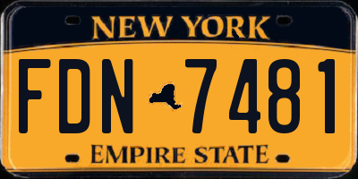 NY license plate FDN7481