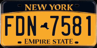 NY license plate FDN7581