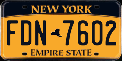 NY license plate FDN7602