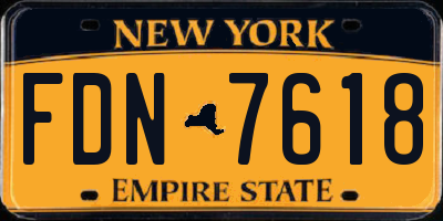 NY license plate FDN7618