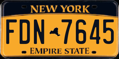 NY license plate FDN7645