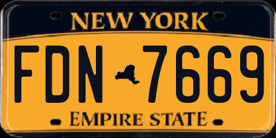 NY license plate FDN7669