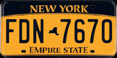 NY license plate FDN7670