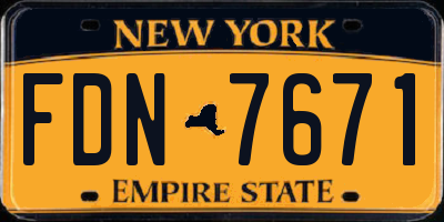 NY license plate FDN7671