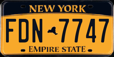 NY license plate FDN7747