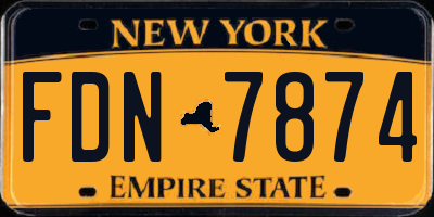 NY license plate FDN7874