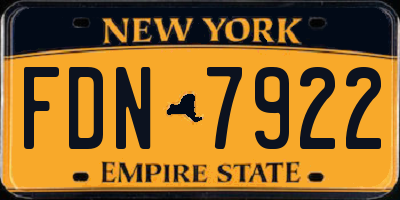 NY license plate FDN7922