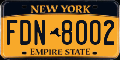 NY license plate FDN8002