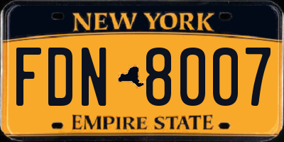 NY license plate FDN8007