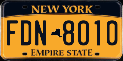 NY license plate FDN8010