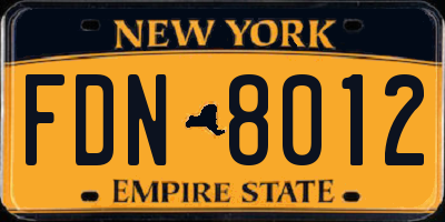 NY license plate FDN8012