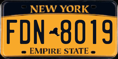NY license plate FDN8019