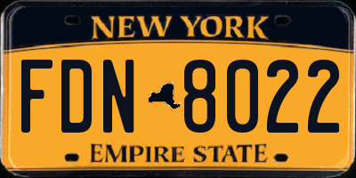 NY license plate FDN8022