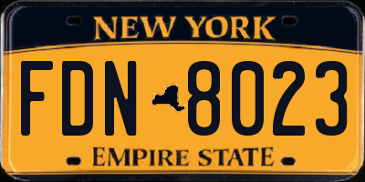 NY license plate FDN8023