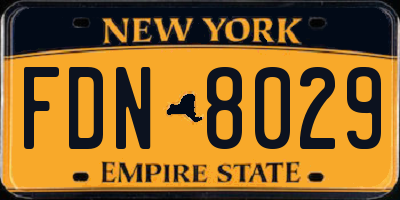 NY license plate FDN8029