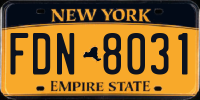 NY license plate FDN8031