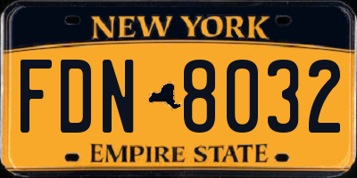 NY license plate FDN8032