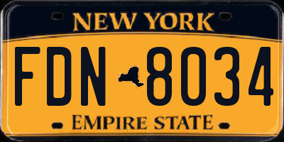 NY license plate FDN8034