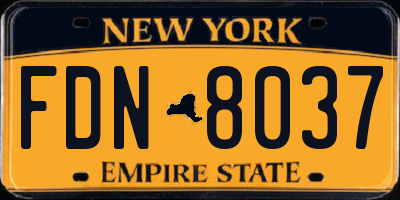 NY license plate FDN8037