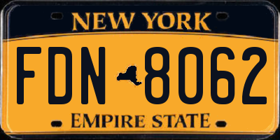 NY license plate FDN8062
