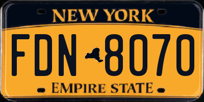 NY license plate FDN8070