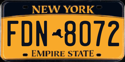 NY license plate FDN8072