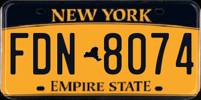 NY license plate FDN8074