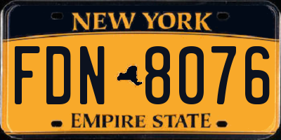 NY license plate FDN8076