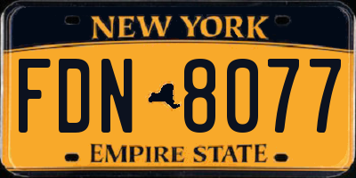 NY license plate FDN8077