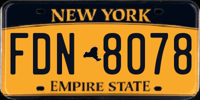 NY license plate FDN8078