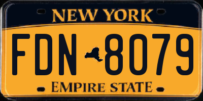 NY license plate FDN8079