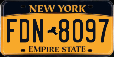 NY license plate FDN8097
