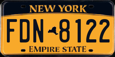 NY license plate FDN8122