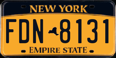 NY license plate FDN8131
