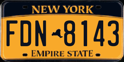 NY license plate FDN8143
