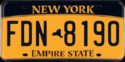 NY license plate FDN8190