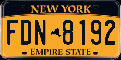 NY license plate FDN8192