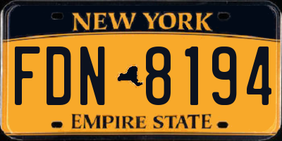 NY license plate FDN8194