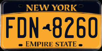 NY license plate FDN8260