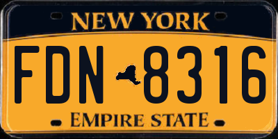 NY license plate FDN8316