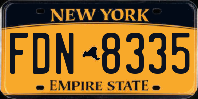 NY license plate FDN8335