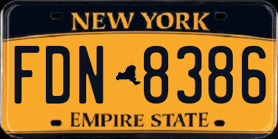 NY license plate FDN8386