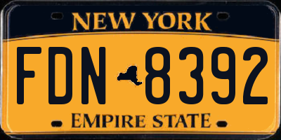 NY license plate FDN8392
