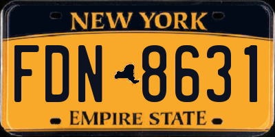 NY license plate FDN8631