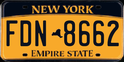 NY license plate FDN8662