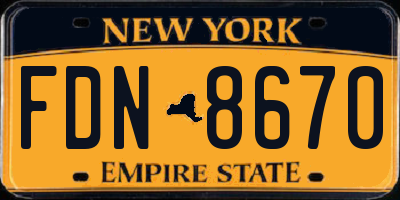 NY license plate FDN8670