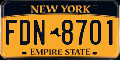 NY license plate FDN8701
